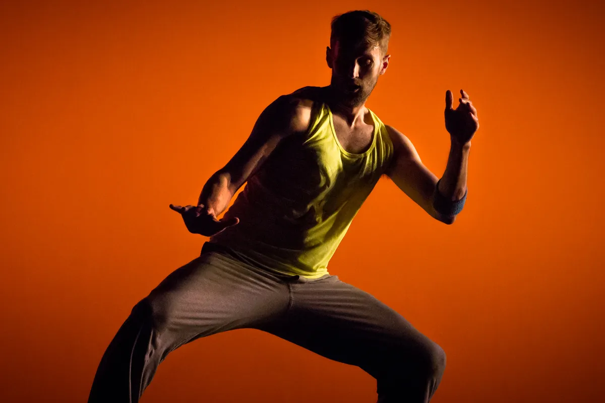 Brendan P. Behan performs in his dance piece Box Cake inspired by hip hop and West Coast funk dance forms.